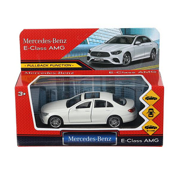 Машина Технопарк металл. MERCEDES-BENZ e-class amg (12см) дв,баг,ин,белый в/к ECLASS-12-WH