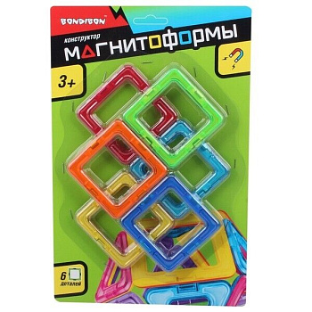 Bondibon Конструктор магнитный Магнитоформы набор (6дет.квадр) ВВ4398