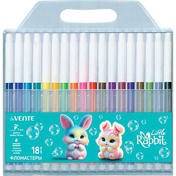 Фломастеры 18цв. deVENTE "Little Rabbit" 5082622 невент.колп.,пластик.блист.