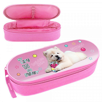 Пенал-косметичка ОНИКС 210*85*50 ПМК-22-20 "Sweet dog" (70324) резинки на клапан