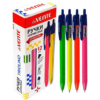 Ручка масл. авт. шар. deVENTE "Triolino Neon" 5070904 синяя,0,7мм,ультрагл.письм