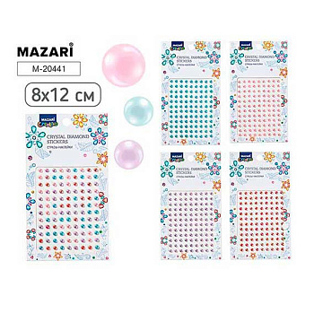 Наклейки-стразы MAZARI M-20441 пластик,8*12см,4диз.,ОПП-уп.