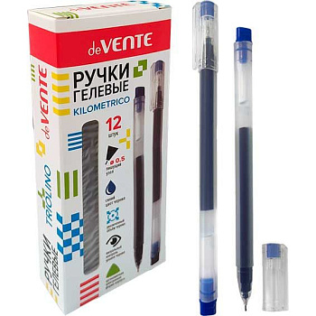 Ручка гелевая deVENTE "Kilometrico" 5051547 синяя,0,5мм,прозр.корп.