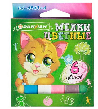 Мел  6цв. Darvish DV-5743-6 прямоуг.,8см,d-1,3см,к/к,е/подвес