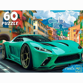 Пазлы (60эл) Зелёный спортивный автомобиль Ф60-4529