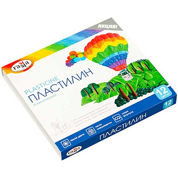 Пластилин 12цв.,240гр. ГАММА "Классический" 281033 со стеком,к/к
