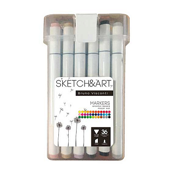 Маркеры д/скетчинга  36цв. BV "SKETCH&ART" 22-0078 двустор.,трёхгр.,пластик.пена