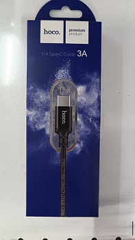 Кабель USB/Type-C HOCO X14 1м цв.черный(3.0A, круглый,ткань,коробка)
