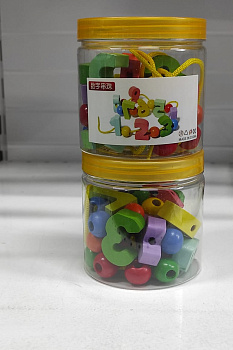 Игра-головоломка шнуровка, из дерева в банке D26934