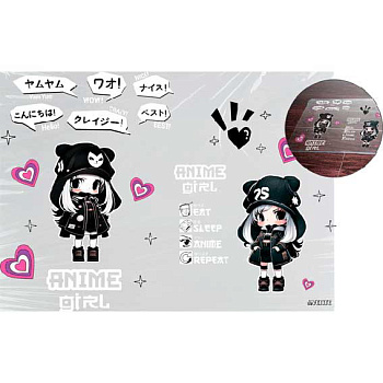 Покрытие настольное deVENTE 70*50см "Anime Girl" 8061430 прозр.PVC,150мкм