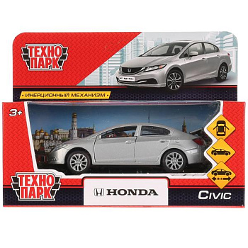 Машина Технопарк металл. Honda Civic серебр. (12см) дв,инер,в/к CIVIC-SL