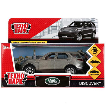 Машина Технопарк металл. Land Rover Discovery серый (12см) откр.дв,инерц,в/к DI
