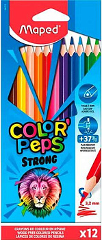 Карандаши пластик. 12цв. MAPED "Color`Peps Strong" 862712 трёхгран.,к/к,е/подвес