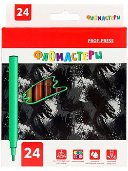 Фломастеры 24цв. Проф-Пресс "Милитари" ФВ-2572 вент.колп.,к/к,е/подвес