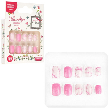 Lukky Нэйл-Арт наб. Pink Marble 10 наклад.ногтей на клеевой основе,10-16 лет,кор. Т26626