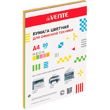 Бумага А4 д/офисной техники deVENTE  50л. 5цв. неон 2072243, 75г/м2