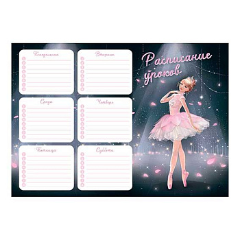 Расписание уроков А4 ФЕНИКС "Балерина" 67654 выб.уф-лак,мел.карт.