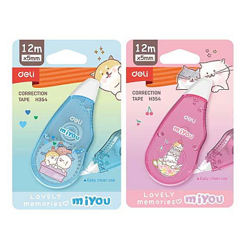 Коррект. лента DELI 5мм*12м EH354 (1566055) корп.асс.,блист.