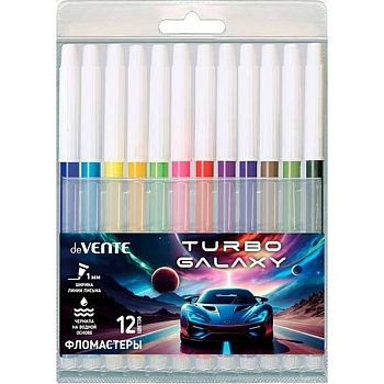 Фломастеры 12цв. deVENTE "Turbo Galaxy" 5081623 невент.колп.,пластик.блист.