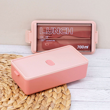 Ланчбокс Life every day, pink (ложка+вилка) N928-01