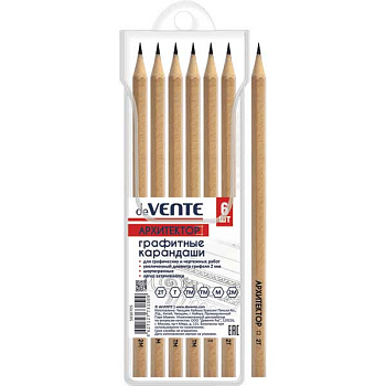Карандаши ч/гр. deVENTE "Архитектор" 5030705 (6шт) (2Т,Т,ТМ-2,М,2М) шестигр.,пла