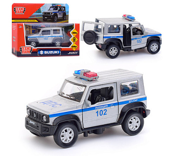 Машина Технопарк металл. Suzuki Jimny Полиция серый (11,5см) дв,багаж,инерц,в/к