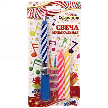 Свечи д/торта (3шт,7см) Мелодия (музыкальная) 112-336