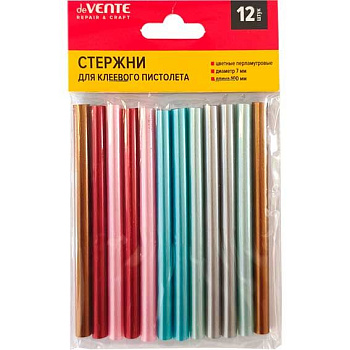 Стержень клеевой deVENTE 4181504 7мм,12шт,длина 100мм,цв.перламутр.е/подвес