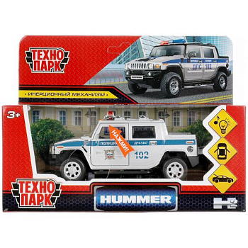 Машина Технопарк металл. свет-звук HUMMER H2 PICKUP полиция (12см) двери, багажн в/к HUM2PICKUP-12SL