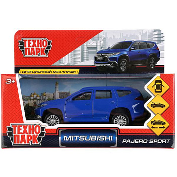 Машина Технопарк металл. Mitsubishi Pajero Sport синий (12см) откр.дв,инерц,в/к PAJERO-S-BU