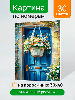 Холст с красками (30x40см) по номерам Цветочная дверь (30цв) в/к ХК-3273