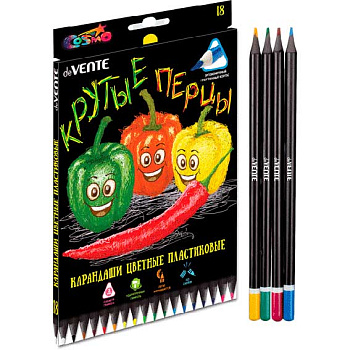 Карандаши пластик. 18цв. deVENTE "Juicy Black" 5023119 2М,трёхгр.тонир.корп.,гри