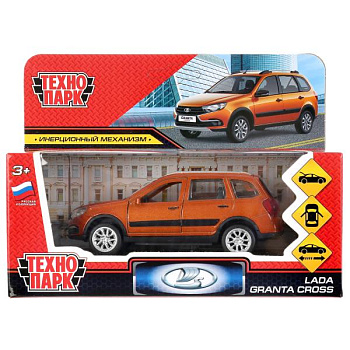 Машина Технопарк металл. Lada Granta Cross золотой (12см) дв,баг,инерц,в/к GRANTACRS-12-GD