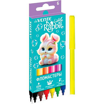 Фломастеры  6цв. deVENTE "Little Rabbit" 5080626 вент.колп.,к/к,е/подвес