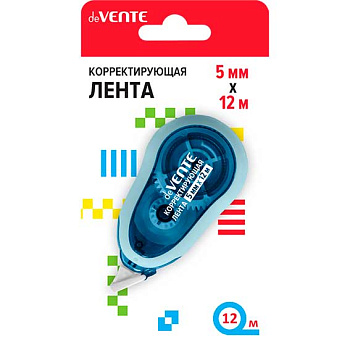 Коррект. лента deVENTE 5мм*12м 4062403 синий п/прозр.корп.,фрон.аппл.,карт.блист