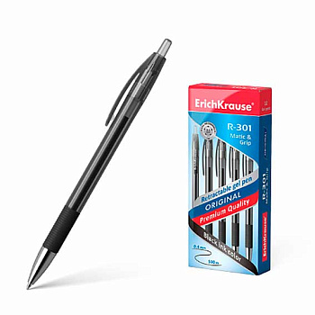 Ручка гелевая авт. EK R-301 "Original Gel Matic&Grip" 46815 чёрная