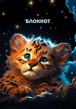 Блокнот А7  48л. АППЛИКА спираль "Голубоглазый тигрёнок" С0059-32