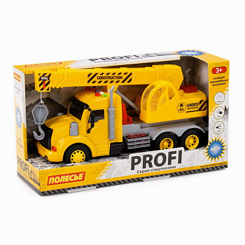 Автомобиль Профи Кран жёлтый (инерц,свет,звук) в/к 86600 (Полесье)