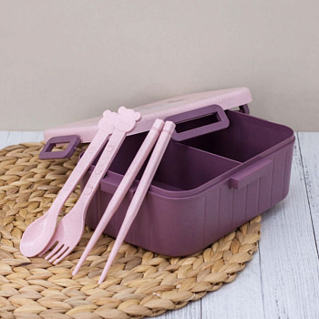 Ланчбокс Cute princess, square pink (ложка,вилка,палочки) 6298-02