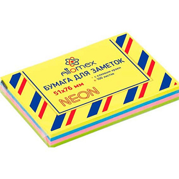 Кл.бумага д/заметок 51*76мм ATTOMEX 100л. 2010420 неон