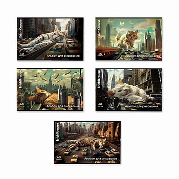Альбом для рисования 40л. EK "Big City Cats" 63436 на скобе