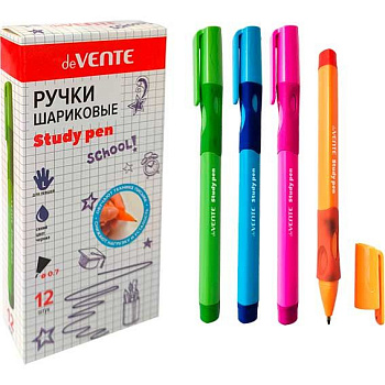 Ручка шар. д/левшей deVENTE "Study Pen. School" 5073639 обуч.письму,синяя,0,7мм,каучук.держ.