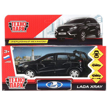 Машина Технопарк металл. Lada Xray черный (12см) дв,баг,в/к XRAY-BK