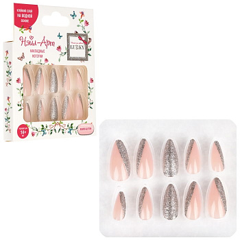 Lukky Нэйл-Арт наб. Silver Glitter 10 наклад.ногтей на клеевой основе,14+,кор. Т26647