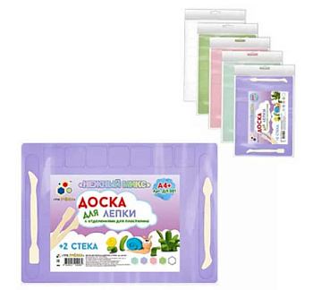 Доска для лепки А4 ПЧЕЛКА ДЛ-021 "Нежный микс" цв.асс.,2стека,отдел.д/пластилина