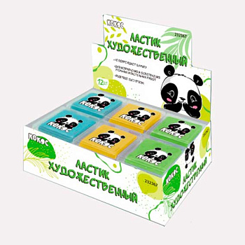 Ластик-клячка КОКОС 232367 каучук,40*35*10см,пластик.футляр,асс.
