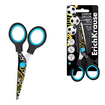 Ножницы детск. 13см EK Junior Decor "Sport DNA" 60490 с принтом на лезвиях