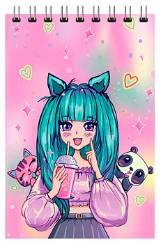 СБ Блокнот А6  40л. (верх. спираль) Anime Girl (клетка)