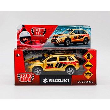 Машина Технопарк металл. Suzuki Vitara S 2015 Спорт жёлтый (12см) дв,багаж,инерц