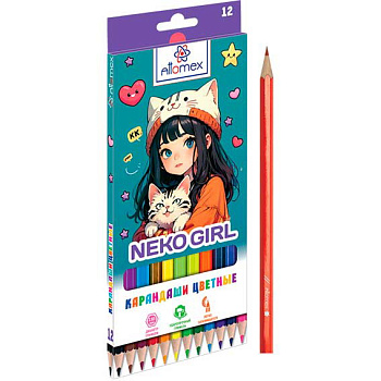 Карандаши 12цв. ATTOMEX "NekoGirl" 5022541 шестигр.,М,диаметр гриф.2,65мм,к/к 5022541